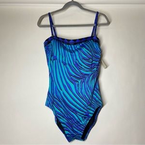 NEW Gottex US Size 14 Madagascar Cobalt Blue Maillot One Piece Monokini Swimsuit